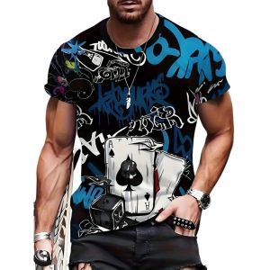 Summer New Mens Fun and Personalized T-Shirt with Colorful and Cool Graffiti Patterns 3D Printing Design Street Niche Trend