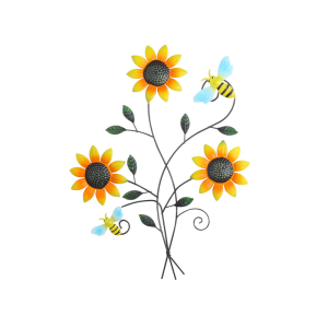 Sunflowers Metal Wall Art Ornament For Outdoor Garden Decors Weather Resistant Coating Easy Installation No Tool Needed