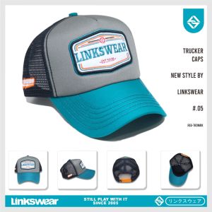 LINKSWEAR Trucker Hat Topi Jaring Pria Distro Original Kombinasi Tosca Grey Black LTT114