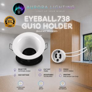 Eyeball 738 GU10 Holder Adjustable Recessed Downlight Spotlight Ceiling Lamp