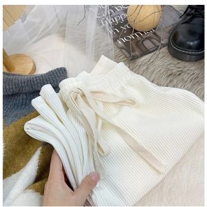 Korean style drawstring wide leg pants womens high waist loose straight casual all-match trousers p77