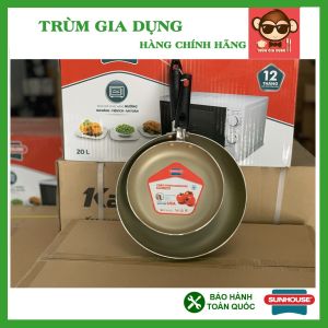 Set 2 chảo chống dính Sunhouse lòng vàng 18cm+24cm