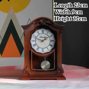 Sacesr Solid Wood Table Clocks Retro Art Silent Desk Clock Music Time Announcement Table Clock Living Room Creative Home Decoration 4P7H5