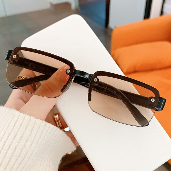 Artificial Crystal Reading Glasses Half Frame Reading Glasses Brown and White Crystal Reading Glasses