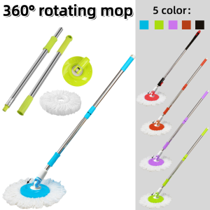 360° Rotating Floor Mop Spinning Stainless Steel Handle Household Cleaning Microfiber Cloth Mops Set Cleaning Tools