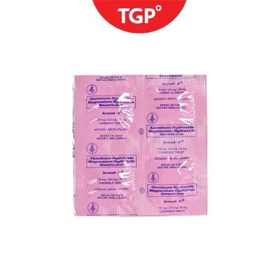 KREMIL‑S Aluminum Hydroxide + Magnesium Hydroxide + Simethicone Chewable Tablet