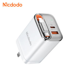 Mcdodo FreeGo 67W GaN US Charger with Built-in Retractable USB-C 60W Cable USB-A Type C Charger Quick Charge QC3.0 PD PPS USB Type C Charger For iPhone 16 15 14 13 Macbook Laptop iPad Xioami Samsung Huawei Mate 60 Pro GaN Type-C Super Fast Charge Charger