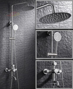 Bộ sen cây tắm đứng nóng lạnh tròn SC-40 inox SUS 304 mờ chính hãng - Bảo hành 5 năm - vòi sen tắm nóng lạnh 3 chế độ xả khi tắm