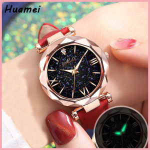 Jam kuarz sabuk beku baru dengan titik langit bintang aksesori jam wanita skala Romawi