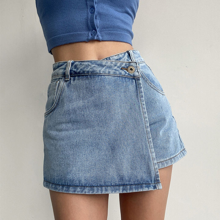 【44-100kg】Plus size y2k Denim skirts for girls women korean style loose ...