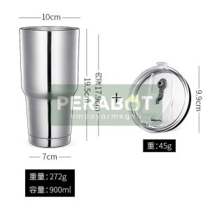 304 Cawan Terma Tumbler Besar Dengan Keluli Tahan Karat SUS 304/ 304 Large Tumbler Thermal Cup StainlessSteel