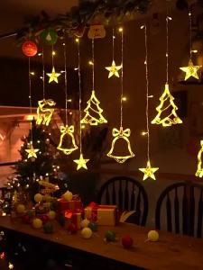 OOKAS Fairy Lights String Lights LED Christmas Lights Snowflake Star Curtain Lights Party Decoration