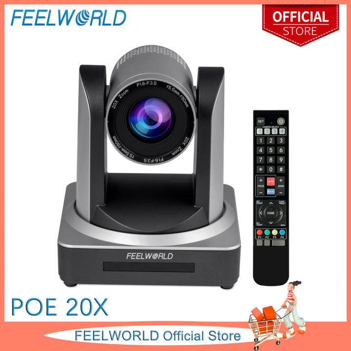 FEELWORLD POE20X PTZ Camera 20X Optical Zoom Simultaneous 3G SDI HDMI IP  Support PoE Full HD 1080P 60fps for Church Live Streaming Conference