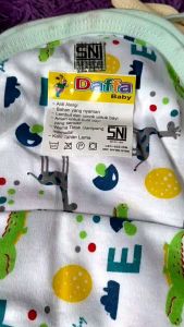 DAFFA SNI - 3PCS POPOK BAYI D/N (DOUBLE NIT) PUTIH MOTIF ANIMAL BEST QUALITY