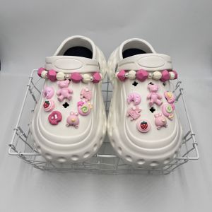 16ชิ้น/เซ็ต Crocs Jibbilz หัวเข็มขัดรองเท้าชุดสีชมพูน่ารักการ์ตูน3D รองเท้าหมีตกแต่งโซ่สำหรับ Crocs
