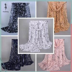🔥ส่วนลด 10 บาท สำหรับการซื้อ 1 ชิ้น🔥ราคาถูก ผู้หญิงแฟชั่นผ้าพันคอดนตรีหมายเหตุพิมพ์ผู้หญิงนุ่มชีฟองอินฟินิตี้ผ้าพันคอใหม่
