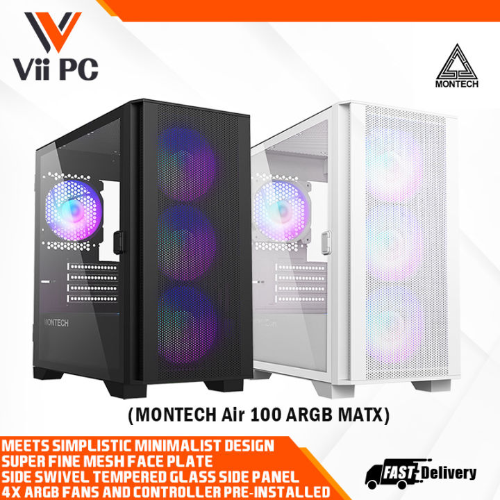 MONTECH AIR 100 ARGB Micro ATX Case 4 ARGB Fans Lighting Controller 