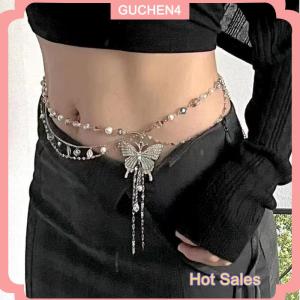 GUCHEN4🎀 Đơn Giản Sáng Bóng Bướm Trang Trí Dây Thắt Lưng Vành Đai Mỏng Cho Phụ Nữ Cô Gái Thời Trang Có Thể Điều Chỉnh Kim Loại Dây Đeo Thắt Lưng Punk Cơ Thể Mỏng Chuỗi