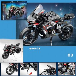 JIQILE Technique Sport Motorcycle Motor Superbike Motorbike Racing Vehicle Building Blocks Toys for Boys Kids