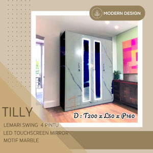 Tilly Lemari Pakaian Besi Marble LED Touchscreen Mirror
