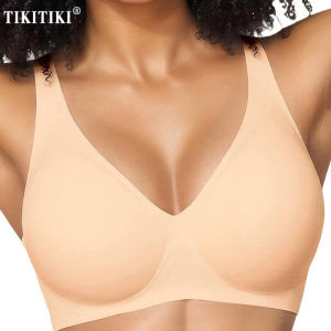 Jelly Wireless Bra Deep V Push Up Seamless T-Shirt Comfortable Plunge No Underwire Bras with Adjustable Straps Everyday Bras2026