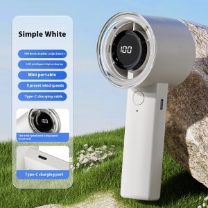 Powerful Small Fan Turbo Handheld Small Fan Portable Digital Display Stepless Speed Regulation Handheld Small Electric Fan type-c Rechargeable Outdoor Fan
