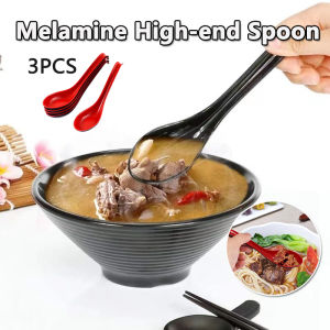 3pcs Melamine High-end Spoon Ramen Noodle Soup Spoon Long Handle Flatware Shatterproof Spoon