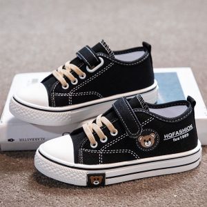 LEMON girls canvas shoes spring and autumn  new baby single shoes summer versatile board shoes primary school students cartoon black classmates