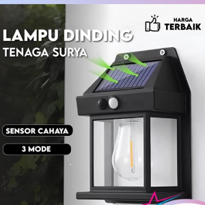 Lampu Taman LED Tenaga Surya dengan Sensor Cahaya dan Perlindungan IP65 - Warna Hitam