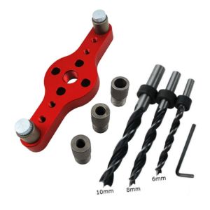 Alloy Vertical Pocket Hole Jig Woodworking 6/8/10mm Drilling Locator Wood Dowelling Self Centering Drill Guide Kit Hole Puncher