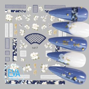 Sticker Dán Móng Tay 3D Dạng Decal Dán Chống Nước Hoạ Tiết Hoa Sen Cát Tường Phong Cách Trung Hoa JO1417