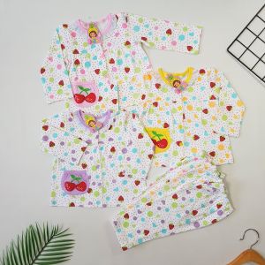 Baju Piyama Anak Bayi Perempuan atau Pakaian Jumper Tidur Fashion Model Korea Celana Panjang Import Strawberry