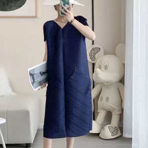 Miyake Pleated Dress French Style High-End Temperament Mid-Length Tassle Dress 90784