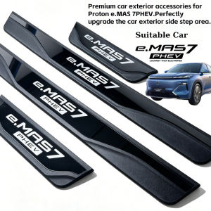 4PCS Proton e.MAS 7 PHEV Door Sill Scuff Plate Black Silver Anti Scratch Door Side Step Threshold Protector Car Sill