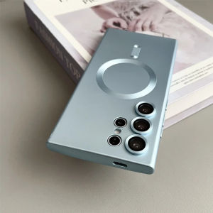 Plating Silicone Case For Samsung Galaxy S26 S25 Ultra S24 S23 S22 + S21 FE Magnetic Wireless Charge Lens Film Protect Cover