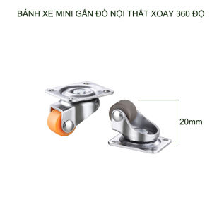 Combo bộ 4 bánh xe đơn mini xoay 360 độ gắn đồ nội thất bàn tủ giúp dễ dàng di chuyển