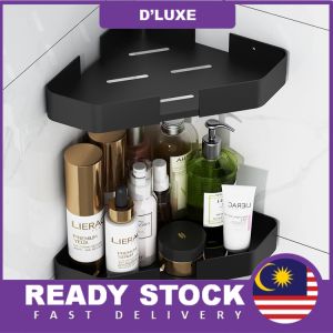 [READY STOCK] Aluminum Bathroom Corner Shelf Bath Shampoo Towel Rack Bathroom Storage Rak Tandas