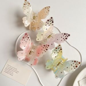 Cổ tích mới Bướm kẹp tóc Acrylic đầy màu sắc Thạch anh cua Kẹp tóc mùa xuân Kẹp tóc cho phụ nữ Cô gái phụ kiện tóc2026
