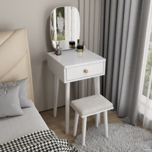 [Sg Sellers] Solid Wood Dresser Bedroom Small Apartment Makeup Table Modern Minimalist Nordic Dresser Household Small 40cm with Light