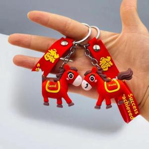 [fenggongshuode] Cartoon Horse Year Cute Personality Key Ring Bag Pendant Car Key Accessories Keychain Decoration Christmas New Year Gift