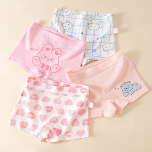 KUCHAR 4 ชิ้น กางเกงชั้นในเด็กผู้หญิง ลายการ์ตูนกระต่าย กางเกงในสาววัยรุ่นผ้าฝ้าย กางเกงขาสั้นเด็ก 2-12 ปี