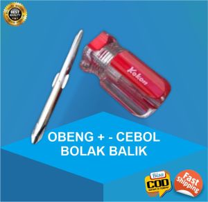 Obeng Baja Bolak Balik Pendek Cebol Mini Plus Minus 2in1 2 Way Multifunction Screwdriver Perkakasa Rumah Tangga Sepeda Motor Mobil dsb