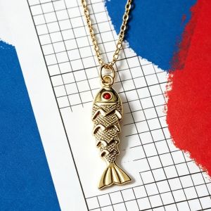 New Retro Antique Gold Color Fish Pendants Necklaces for Women Gold Color Chain Minimalist Thin Links Fashion Neck Jewelry