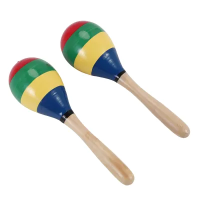 [mouse mi]Maracas Hand Percussion Rattles Wooden Rumba Shaker Musical Instrument for Kids Adults Set of 2 Easy to Use 20 X 6cm
