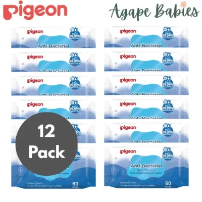 Pigeon Anti-Bacterial Wet Tissue 60s Refill (Pack Of 12 x 60s = Total 720sheets)