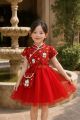 Dress Anak Cina Imlek Merah Elegan | Puring | Bonus Tas | 3 Bulan–7 Tahun Dres Cantik Terbaru. 