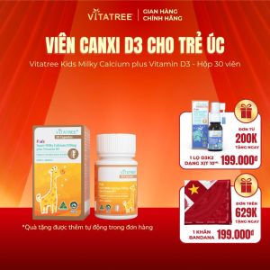 TPBVSK Kids Super Milky Calcium 330mg plus Vitamin D3 Hộp 30 viên - Viên canxi sữa Vitatree
