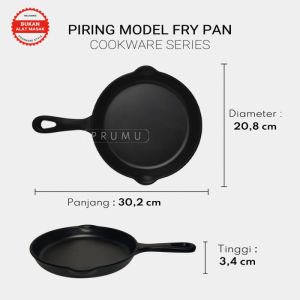 PRUMU Melamin Piring Saji 8 inch - Piring Gagang - Piring Cafe - Piring Restoran Model Penggorengan - Golden Dragon P7608A