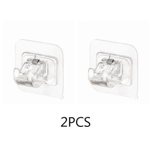 1 Pair Curtain Rod Brackets No Drill Adjustable Stick Fixed Clip Holder Hanging Rack Hook for Kitchen Bathroom