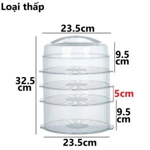 Lồng Bàn ĐA TẦNG Nhựa VIỆT NHẬT- Loại Thấp & Cao -TrongSuốt Nắp Kín Chống Bụi - 2676